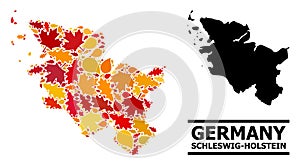 Autumn Leaves - Mosaic Map of Schleswig-Holstein State