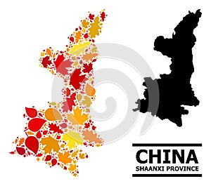 Autumn Leaves - Mosaic Map of Shaanxi Province