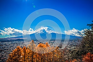 Autumn leaves of Mount Fuji, Yamanashi Prefecture in Japan