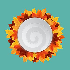 Autumn leaves sale circle label isolated on green