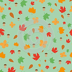 Autumn leaves seamless pattern background