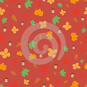 Autumn leaves seamless pattern background