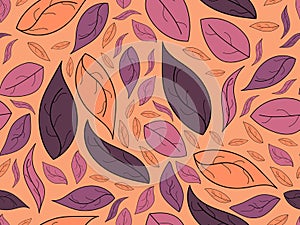 Autumn leaves seamless pattern. Falling leaves. Design for wrapping paper, print,  fabric and printing. Vector illustration