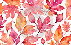 autumn leaves seamless pattern Watercolor seamless pattern
