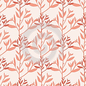 Autumn leaves silhouette seamless pattern. Decorative twigs. Tree branches vector wallpaper. Nature background