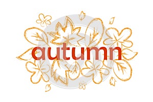 Autumn leaves. The text `autumn`.