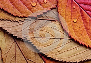 Autumn Leaves Texture Background Red Orange Brown