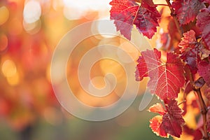 Autumn leaves in vivid colors with soft background lighting