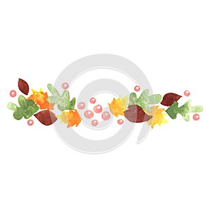 Autumn leaves with wild berry border for decoration on thanksgiving.