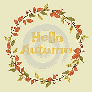 Autumn leaves wreath and Hello Autumn