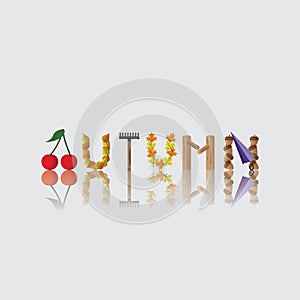 Autumn lettering design. Vector illustration decorative design