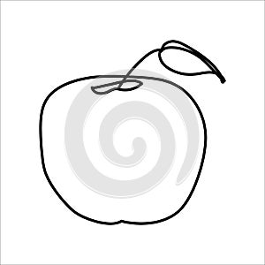 Autumn line art cute apple. Hello autumn concept. Suitable for collage, postcards, stickers, posters, stamps, logos, labels and