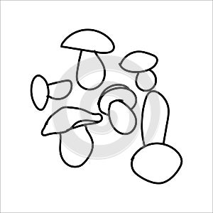 Autumn line art cute mushrooms. Hello autumn concept. Suitable for collage, postcards, stickers, posters, stamps, logos, labels