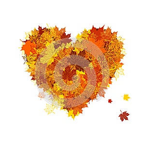 Autumn love, heart shape, leaf