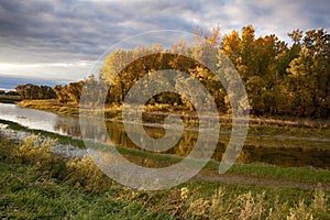 Autumn Manitoba River Sunset photo