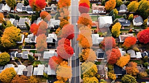 autumn maple bright october aerial