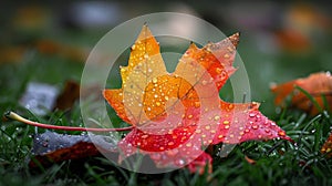 Autumn maple leaf detailed veins and intricate details in eliot porter style close up photography