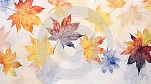 Autumn maple leaves seamless pattern. Watercolor hand drawn background. Generative AI