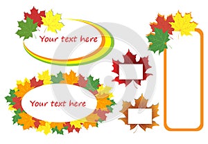 Autumn maple leaves, set of banners
