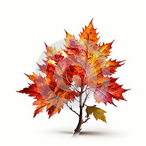 Autumn maple tree isolated on white background. 3D illustration. Generative AI animal ai