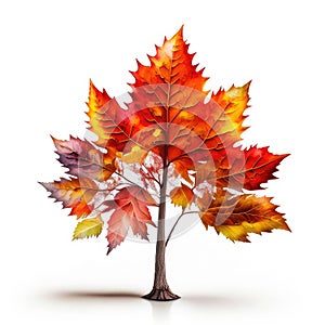 Autumn maple tree isolated on white background. 3d illustration. Generative AI animal ai