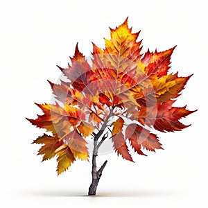 Autumn maple tree isolated on white background. 3d illustration. Generative AI animal ai