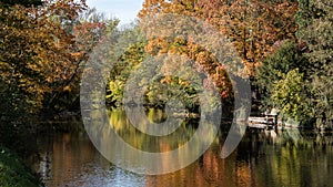 Autumn mood on Amper river in Bavaria