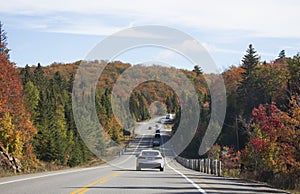 An Autumn morning on Highway 60 in Algonquin Park, Canada