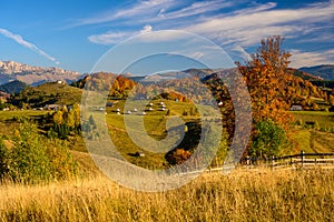 Autumn morning In the mountain of Transylvania, nature travel on the country side of Romania