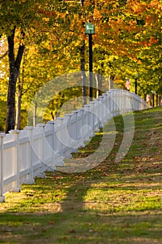 Autumn Morning white picket fence