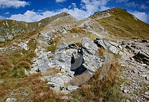 Autumn mountain landscape with footpath