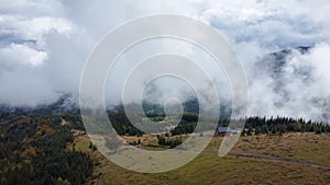 Autumn mountains. Colorful autumn landscape. Carpathian mountains. Drone photography