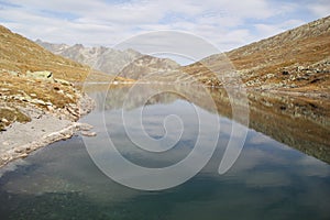 The autumn mountains and lake