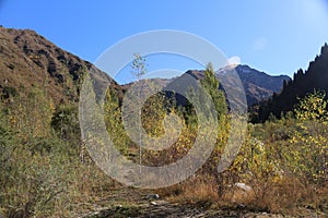 Autumn in the mountains of Trans-Ili Alatau.lmaty city.