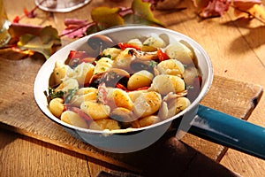 Autumn mushrooms served with Italian gnocchi