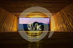 Autumn nature - dark wooden frame. Background photo with edit space. Sulov, Slovakia