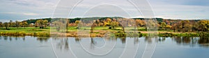 Autumn nature landscape panorama, the river Nemunas, Lithuania scenery