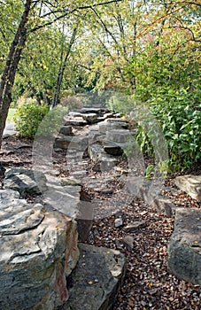 Autumn Nature Scene with Large Gray Boulders