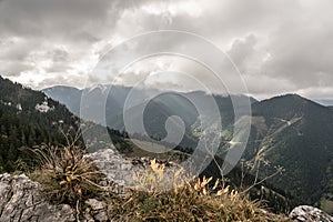 Autumn Nizke Tatry mountains from hiking trail bellow Predna Poludnica hill in Slovakia