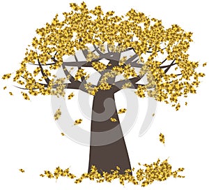 Autumn oak tree. Vector illustration
