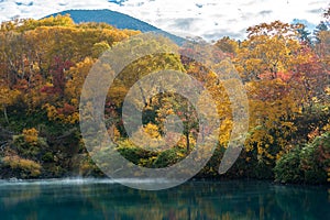 Autumn Onsen Lake Aomori Japan