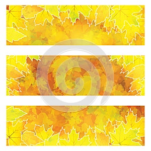 Autumn orange banners with colorful leaves