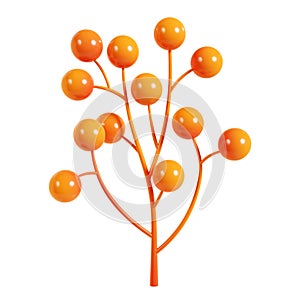 Autumn orange berry branch 3d render illustration.