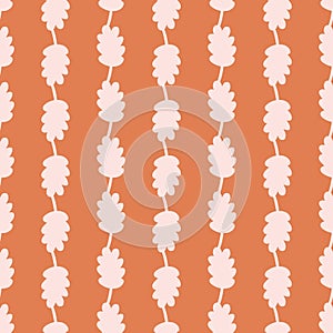 Autumn Orange Vertical Striped Leaves Seamless Pattern Background Print