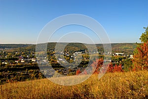 Autumn panorama of the city of Zhigulevsk from the top of the mountain.