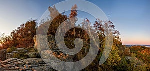 Autumn panorama with forest from peak Sitno, Banska Stiavnica