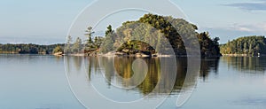 Autumn Panorama of Northern Lake