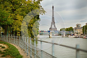 Autumn Parisian cityscape with Eiffel tower