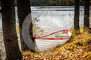 Autumn park boat