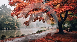 autumn in the park, trees in the park, autumn seasone, autumn scene in the park